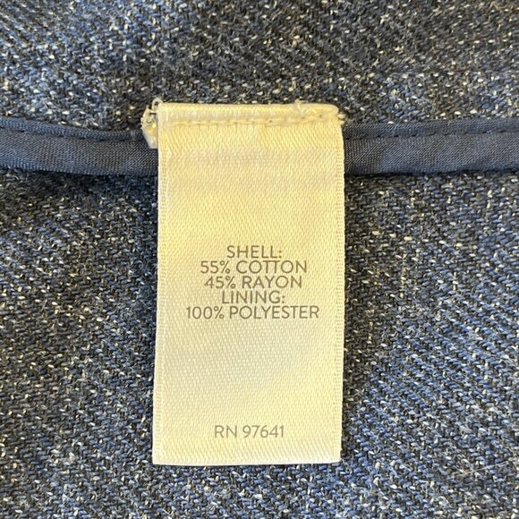 J. Jill Oversized Blazer Jacket L Blue Slat Open Front Roll Tab Sleeve Career - Picture 5 of 12